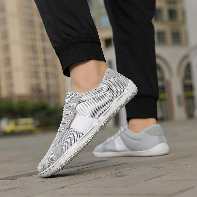 Fashion Men Wider Shoes Breathable Mesh Men Barefoot Wide-toed Shoes New Flats Soft Zero Drop Sole Wider Toe Sneakes Big Size