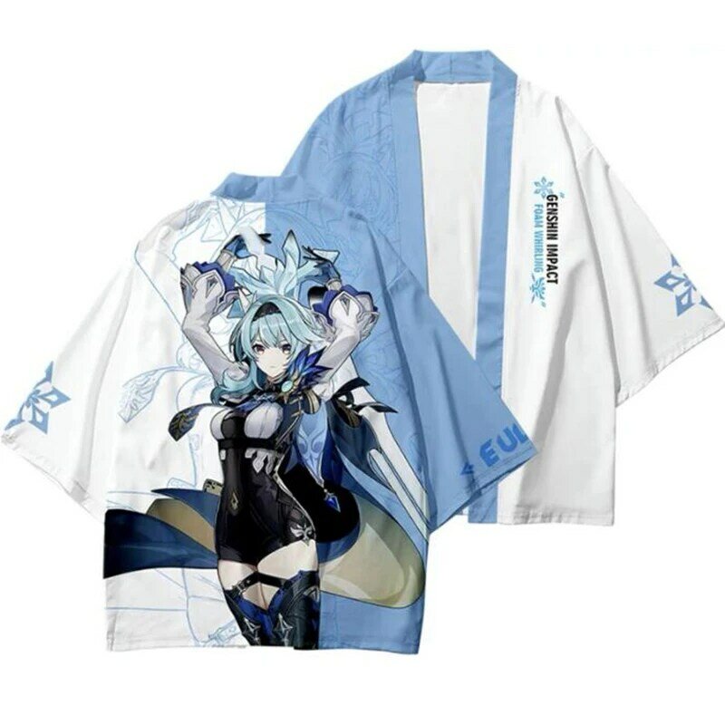 Genshin Auswirkungen Eula Lawrence 3d Kimono Shirt Cosplay Anime Spiel Coole Männer Frauen Sieben Punkt Hülse Tops Casual Streetwear Kleidung