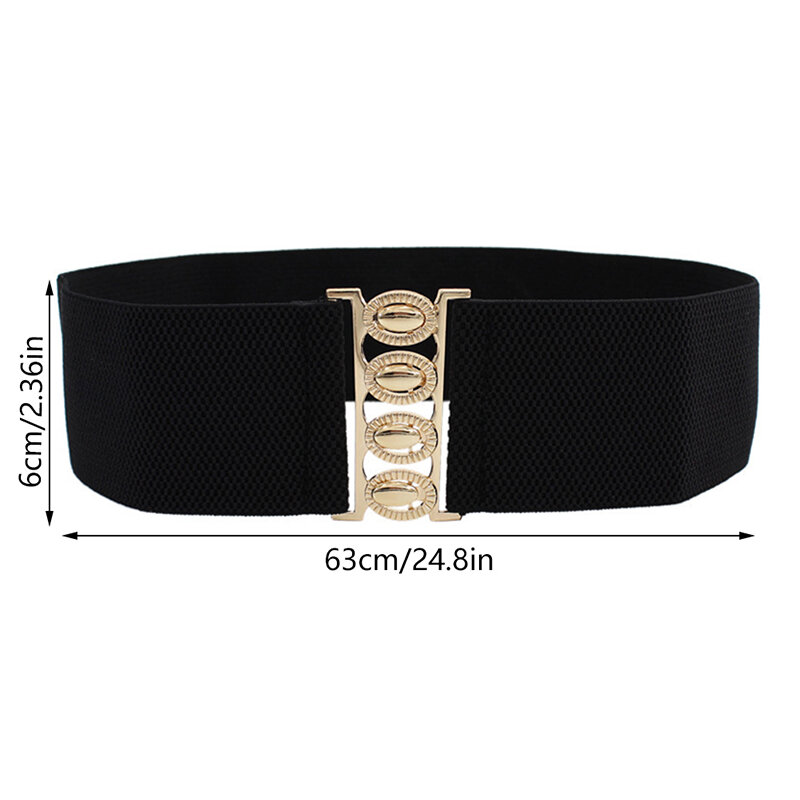 Women's Wide Elastic Waist Belt Fashion Simple Metal Buckle Waistband Corset Cinch Belt Dress Stretchy Belts