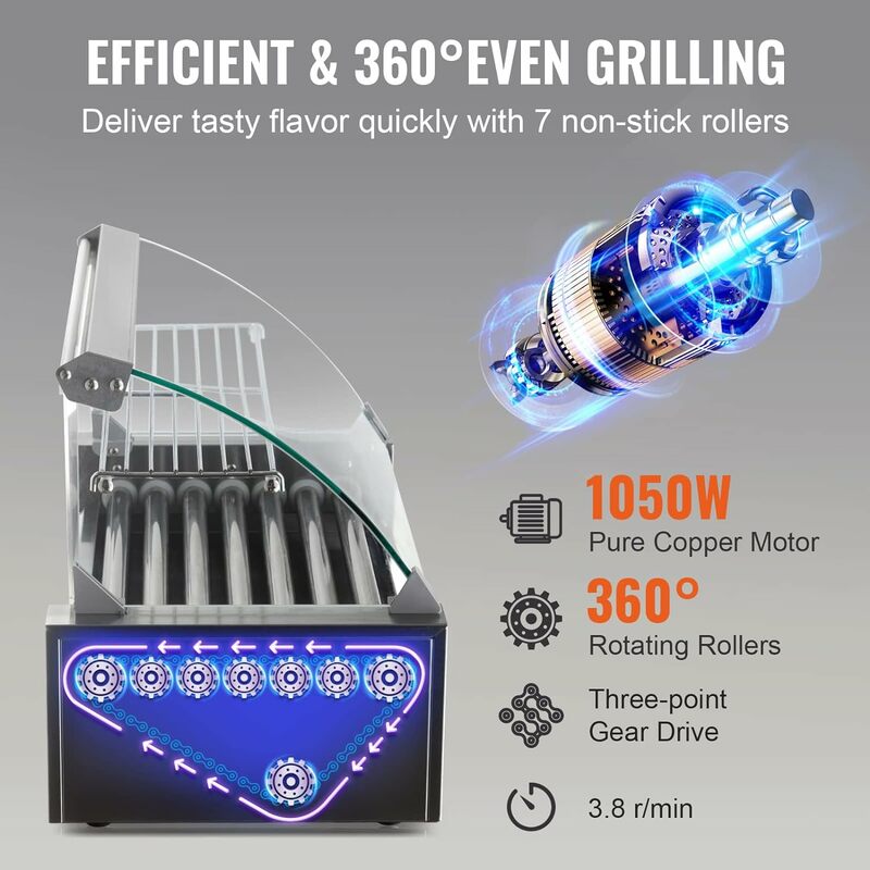 Commercial Hot Dog Roller Electric Sausage Maker Barbecue Grill Machine for Camping Party Home Appliance 110V