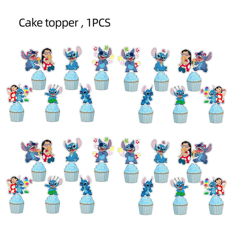 스티치 테마 케이크 장식 토퍼, 어린이 생일 파티 용품, 베이비 샤워 선물, 컵케이크 픽, 24 개/로트