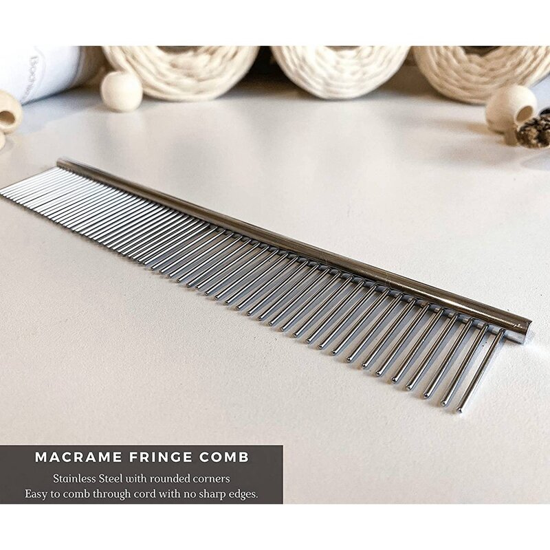 Macrame Fringe Comb Tapestry Weaving Comb Stainless Steel Craft For Brushing Through Long Hair Single Strand Cotton Cord