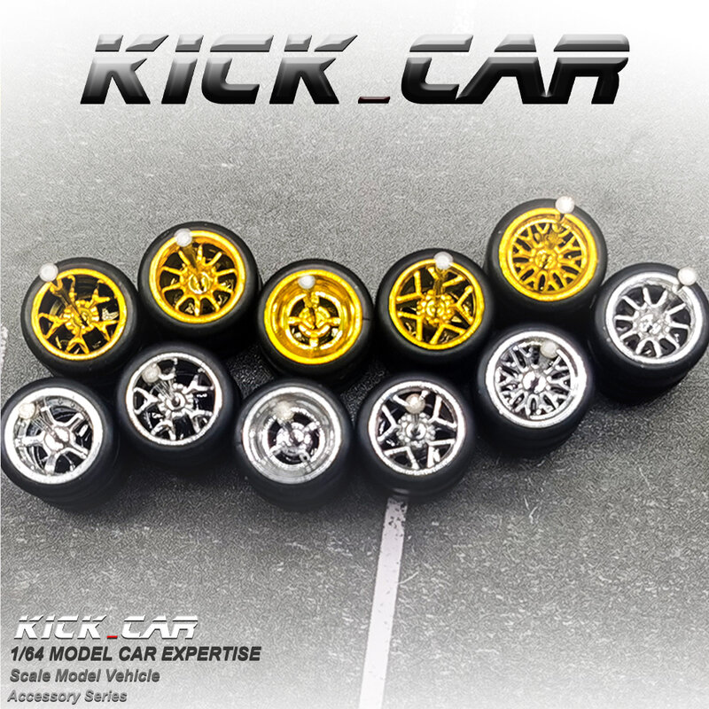 KicarMod-neumáticos de ruedas de juguete, piezas modificadas de Color galvanizado de CE28 TE37 Advan para Hot Wheels Hobby, 5 Juegos por paquete, 1/64