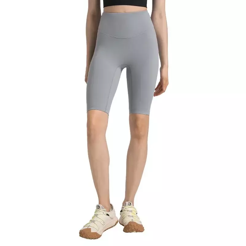 Calças de ciclismo sem constrangimento para mulheres, cintura alta, abdômen e quadris, calças de ioga, exercício elástico, cinco pontos