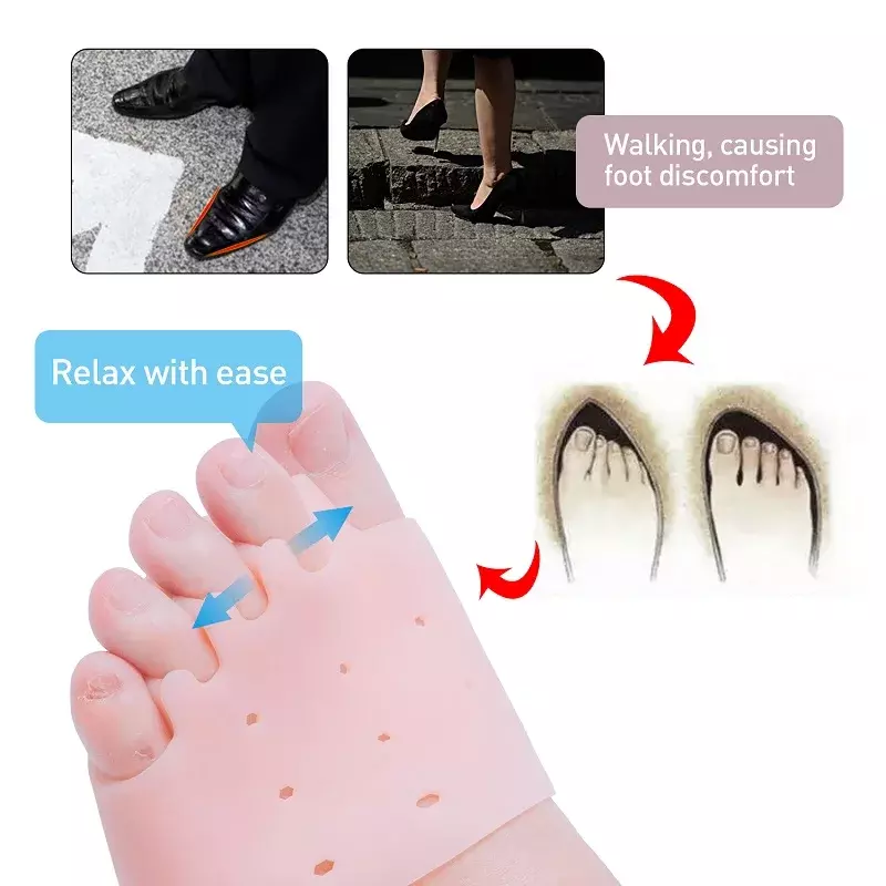 Forefoot Pads Toe Separator Cushion Pads Silicone Orthotics Protector Pain Relief Insoles Toe Hallux Valgus Corrector Gel Pads
