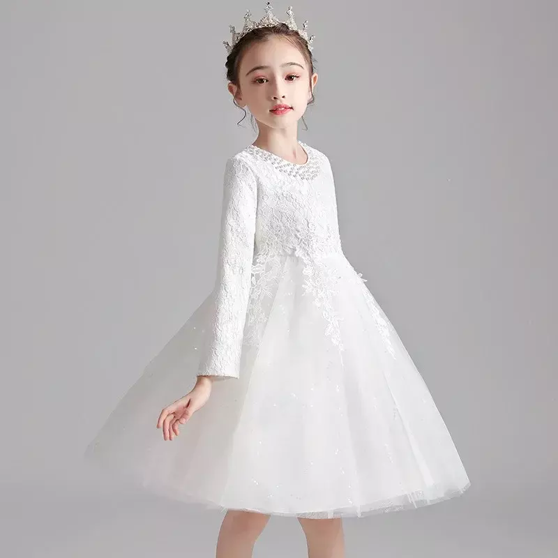 Vestido de princesa infantil, Vestido feminino, Roupa de Outono, Malha, Performance de Piano, Novo, Outono, 2023