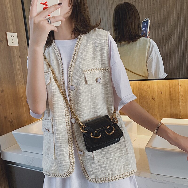 Alligator Pattern PU Leather Crossbody Bags Women Chain Shoulder Messenger Bag Lady Mini Tote Lipstick Handbags