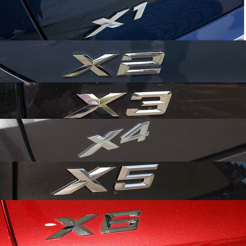 ABS 3D for BMW X 1x 3x 5x 6GT chrome letters car boot door lettering badge, CAR lettering sticker accessories