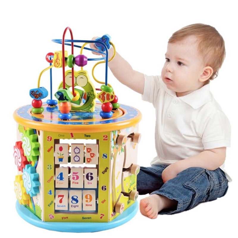 Caja cognitiva de madera Montessori para bebé, tablero ocupado 8 en 1, juguetes de Educación Temprana, juegos de juego de aprendizaje para niños, regalos interactivos