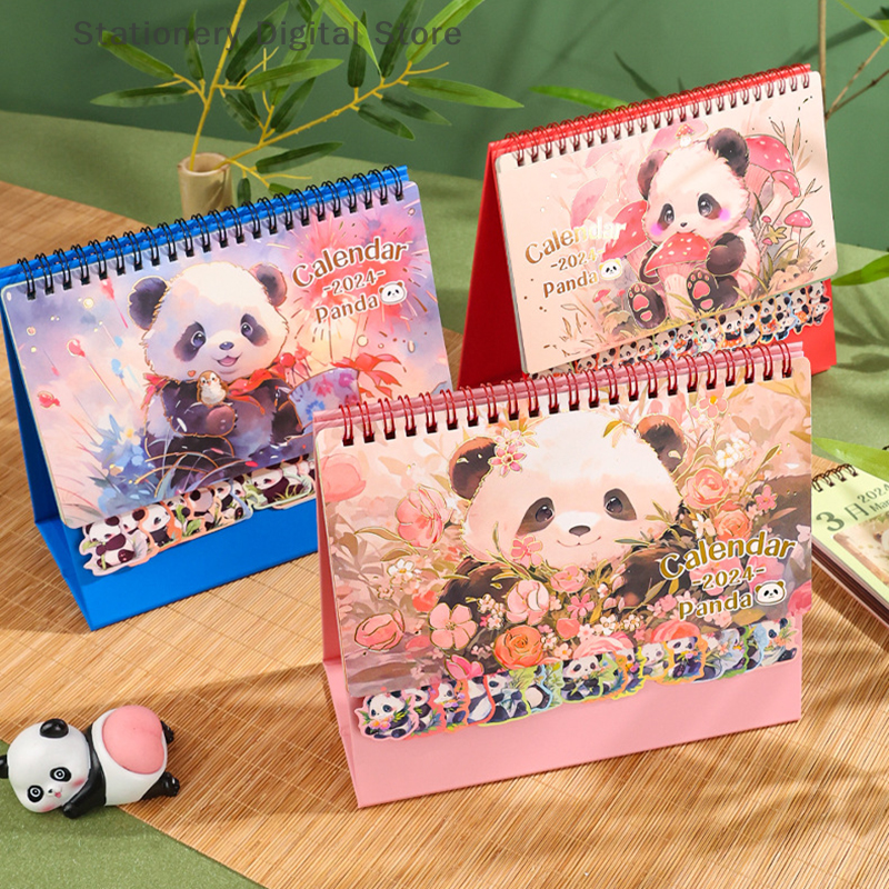 2024 Creatieve Panda Bureaukalender Eenvoudige Desktop Ornamenten Desktop Kalender Daily Scheduler Tafelplanner Nieuwjaarscadeau