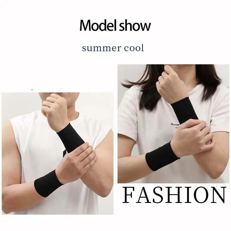 For Men Women Solid Color Elastic Wrist Cover Outdoor Sunscreen Wrist Ice Silk Sleeves Sports Wristband Cycling Arm Sleeves
