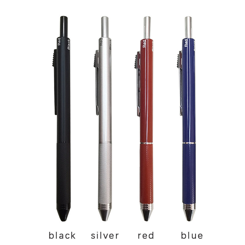 Nouveau capteur de gravité 4 en 1 stylo à bille multicolore stylo multifonction en métal 3 couleurs recharge de Point à bille et plomb de crayon