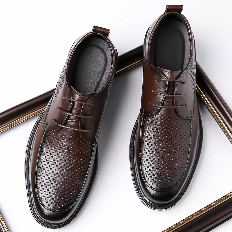 Fashion Hollow Thick Soled Men's Loafers Spring Autumn Designer New British Style Male Dress Shoes Casual Man Leather Shoes