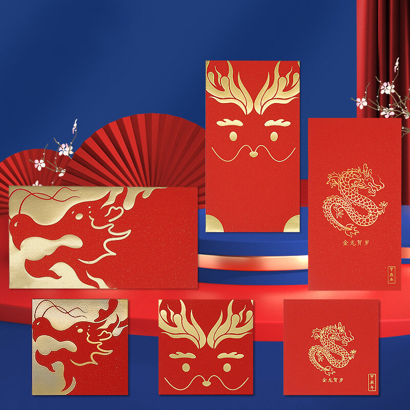 Capodanno cinese simpatico cartone animato modello drago buste rosse decorazione Festival di primavera drago anno fortunato tasca per soldi regalo per feste