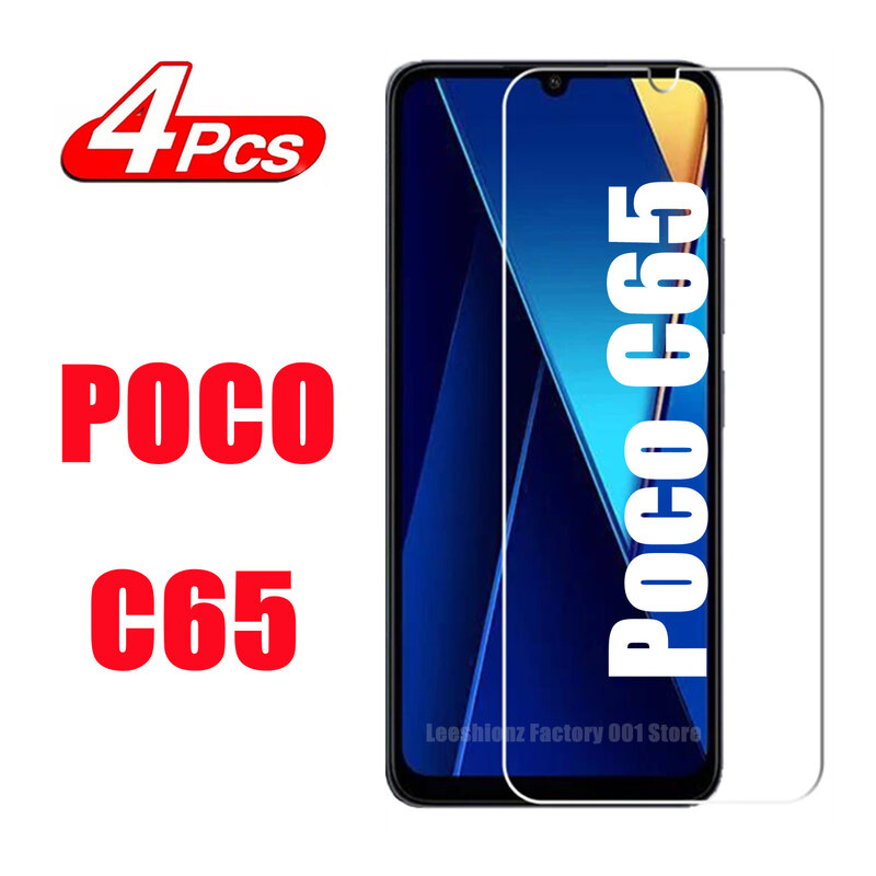 2/4Pcs For Poco C65 Screen Protector Glass For Poco C65 Tempered Glass Film