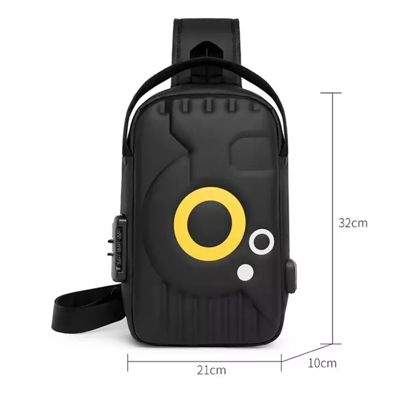 Bolsa de pecho con bloqueo de contraseña, mochila con puerto de carga USB, bolso cruzado portátil para hombre, bolso de un solo hombro para senderismo, deporte al aire libre