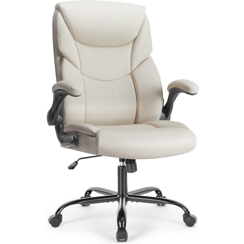 Krzesło biurowe, wysokim oparciem ergonomiczne krzesło biurowe wykonawcze, krzesło do pracy na komputerze podłokietników ze skóry PU, fotel na kółkach