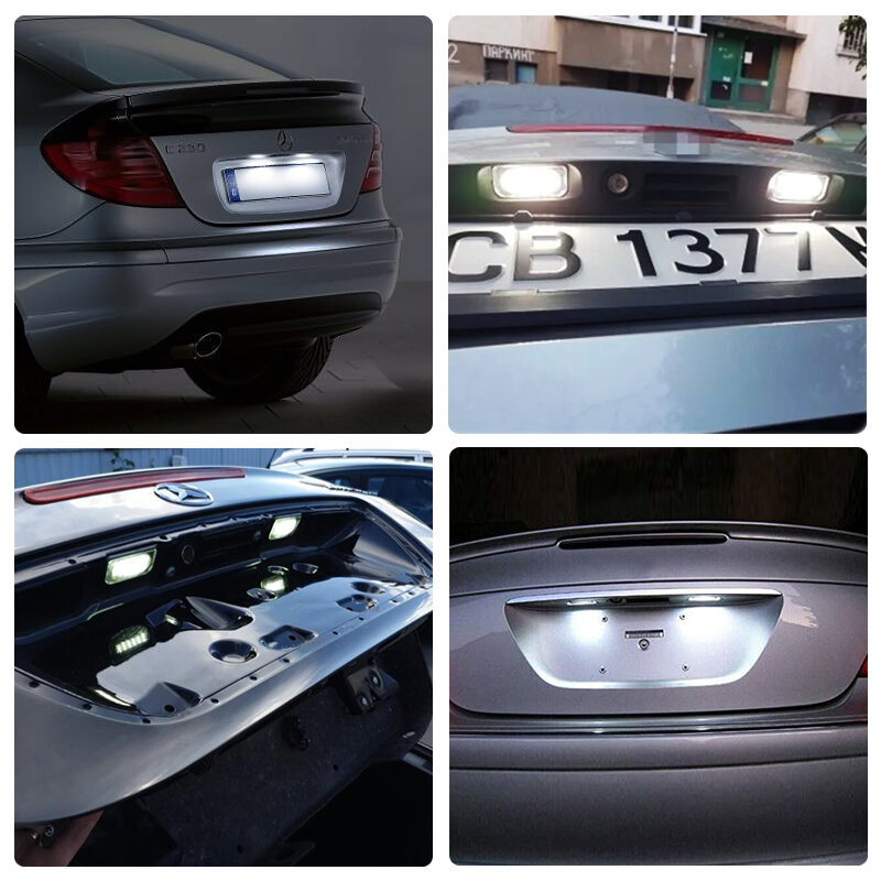 2 szt. Dla Benz W203 2-drzwiowe Coupe białe LED numer oświetlenie tablicy rejestracyjnej
