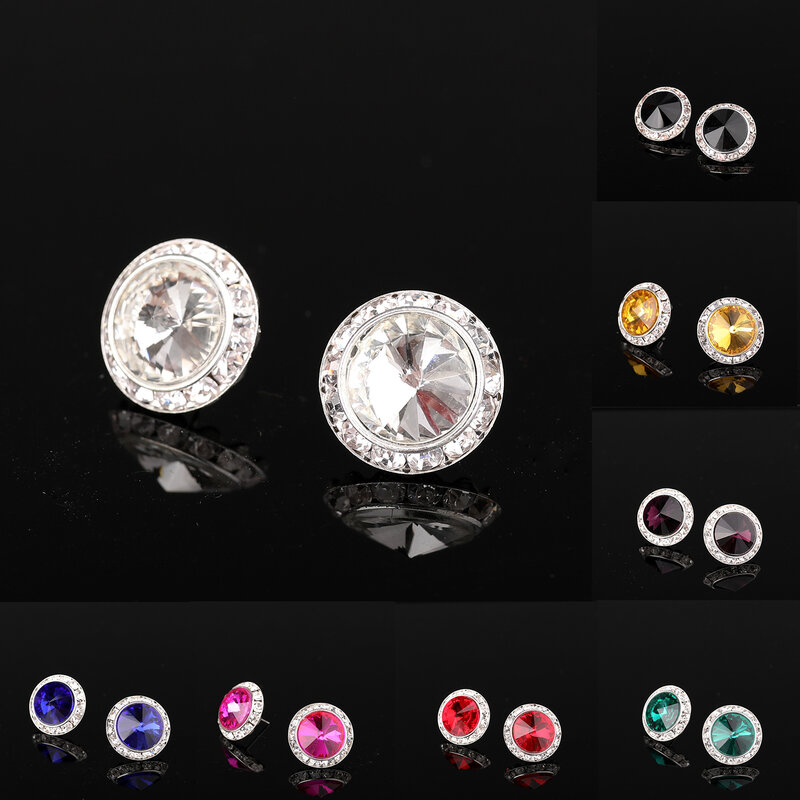 YCDZSWWL-pendientes clásicos de cristal para mujer, aretes elegantes con diamantes, clip para oreja, para boda, banquete, fiesta de baile