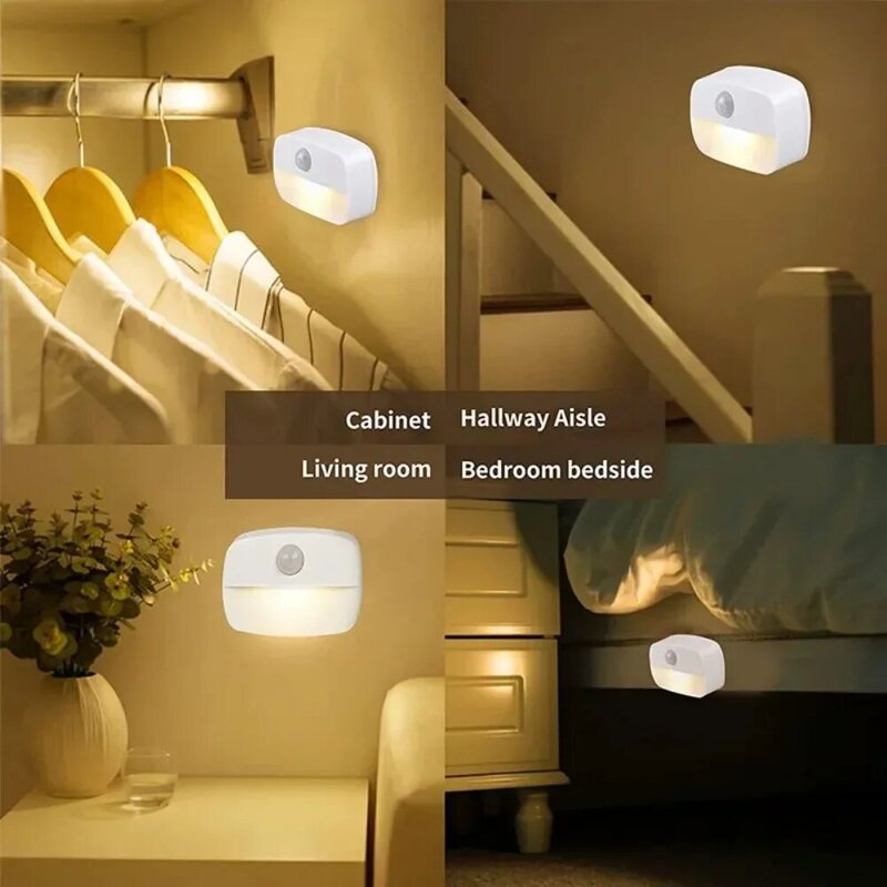 Lampa z czujnikiem ruchu wewnętrzne pomadka rozjaśniająca nocne LED na lampkach zasilanie bateryjne na schody na korytarzu łazienka szafa sypialnia