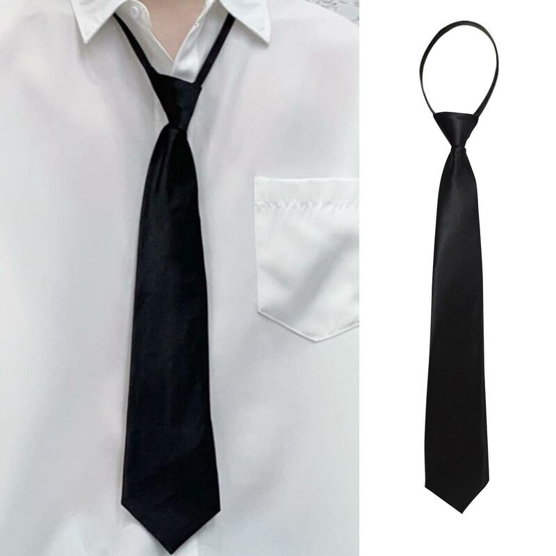 Uniform JK Girls Black Simple On Tie Security Tie Uniform Shirt Suit Neckties Steward Matte Funeral Lazy Neck Ties Men Women