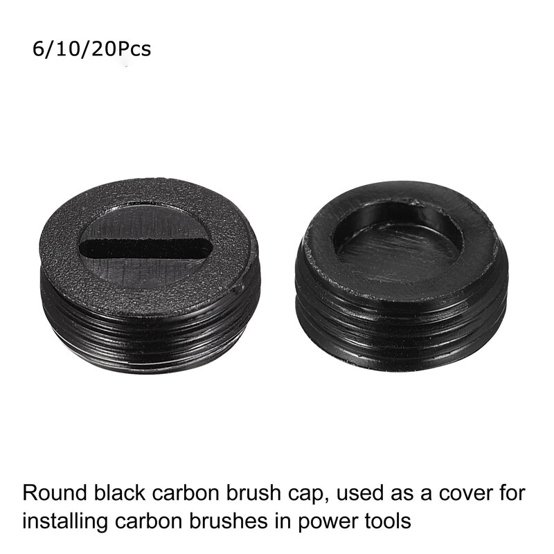 Tornillos de plástico negro para escobillas de carbono, tapas de soporte de caja de 10mm/12mm/13mm/14mm/15mm/16mm/18mm/20mm/22mm, 6/10/20 piezas cubierta de cepillo