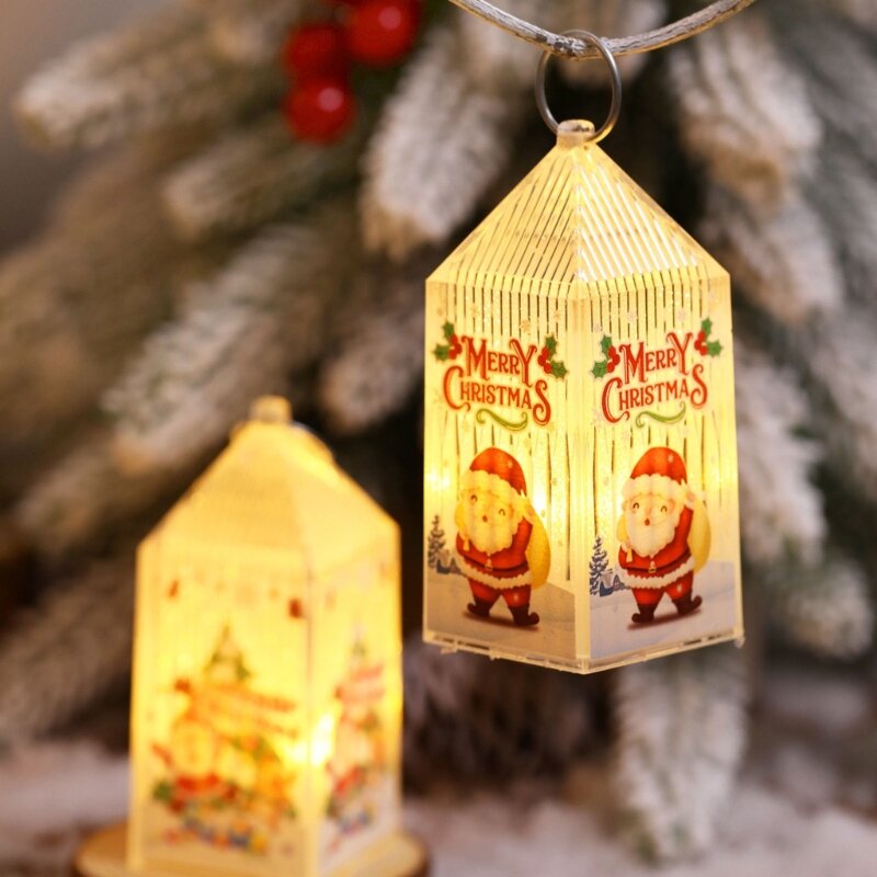 Lámpara de viento colgante de luz de muñeco de nieve de Santa Claus para fiesta navideña