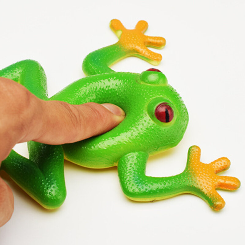 Mainan katak empuk tiruan kreatif Model kodok karet dapat diregangkan lembut koleksi hobi ventilasi untuk anak-anak dewasa lelucon