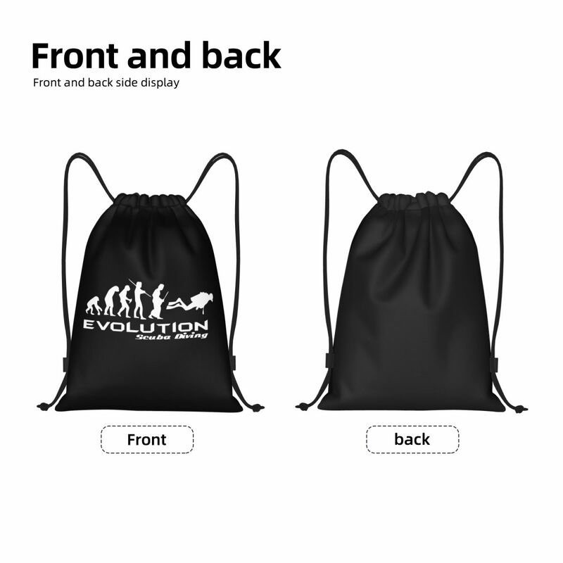 Custom Evolution Of Scuba Diving Drawstring Bags for Shopping Yoga Backpacks   Funny Underwater Diver Gift Sports Gym Sackpack