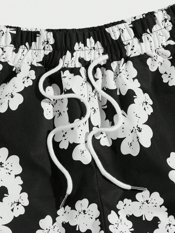Neue Herren Strand Shorts Blumenmuster 3d bedruckte Board Shorts Sommer Badehose elastische Taille Kordel zug Hawaii Stil Urlaub