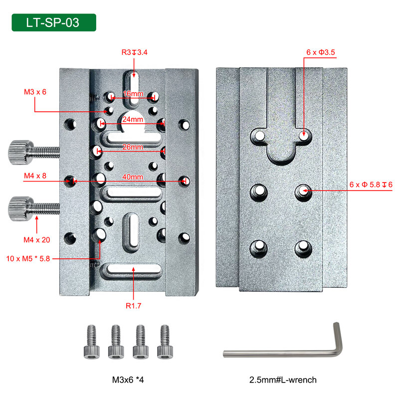 Supporto per modulo regolabile sollevabile con piastra scorrevole per albero LASER per supporto per regolazione della macchina per incisione Laser CNC