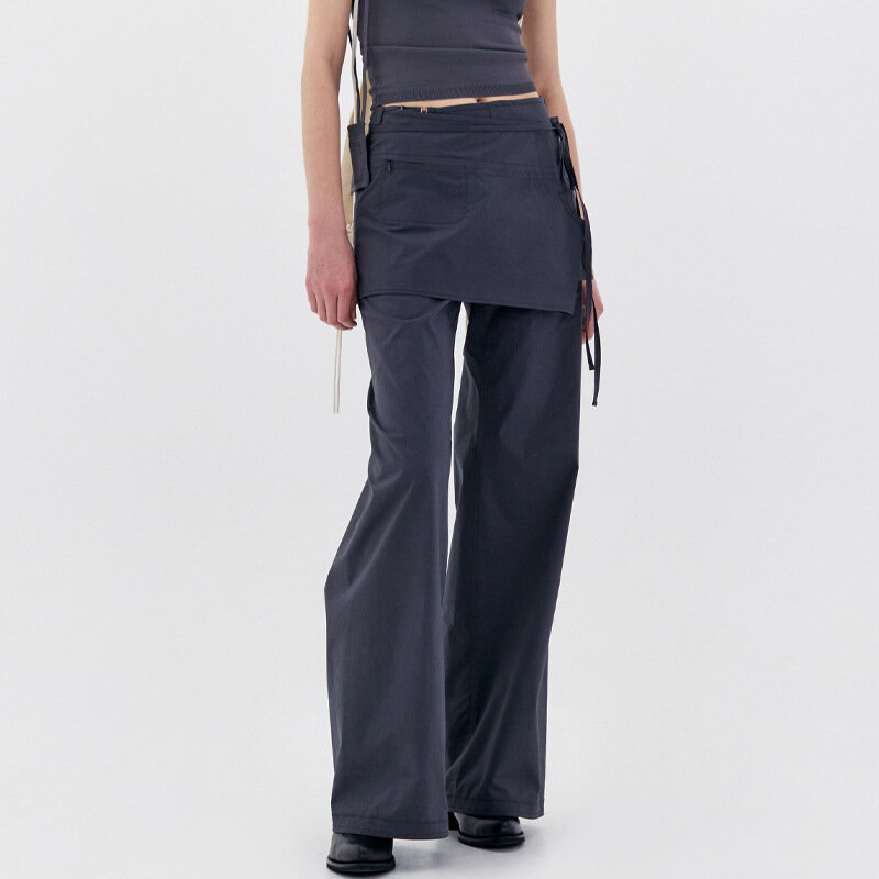 Pantalon à Jambes Larges pour Femme, Vêtement Taille Haute, Décontracté, Long, Nouvelle Collection 2024