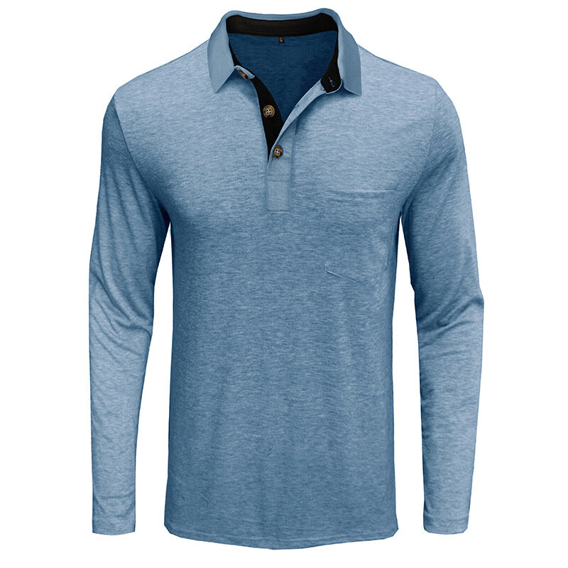 Camisa polo de lapela de manga comprida masculina, camisa de fundo, GD-BC Top, outono e inverno