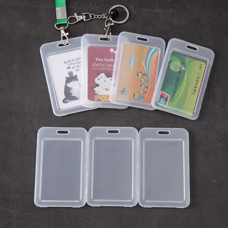 Portatarjetas transparente de PP para autobús, funda protectora para tarjeta de identificación de estudiante, insignia de acceso a nombre de empleado, tarjeta de comida, 1 piezas