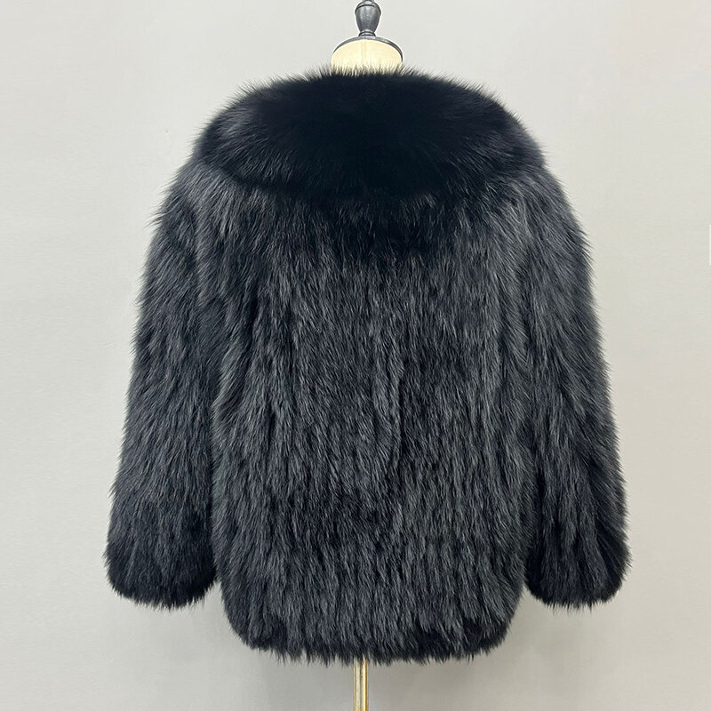 Cappotto di pelliccia naturale di lusso da donna invernale collo grande giacca in vera pelliccia di volpe calda