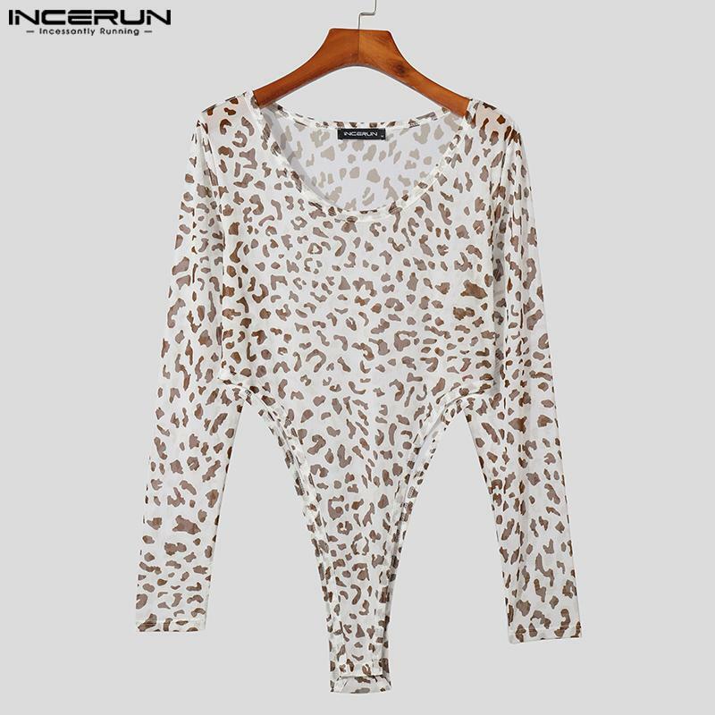 INCERUN 2023 Sexy Homewear Men's Stylish Ripple Color Bodysuits Fashionable Male Hot Selling Thimble Long Sleeve Jumpsuits S-3XL