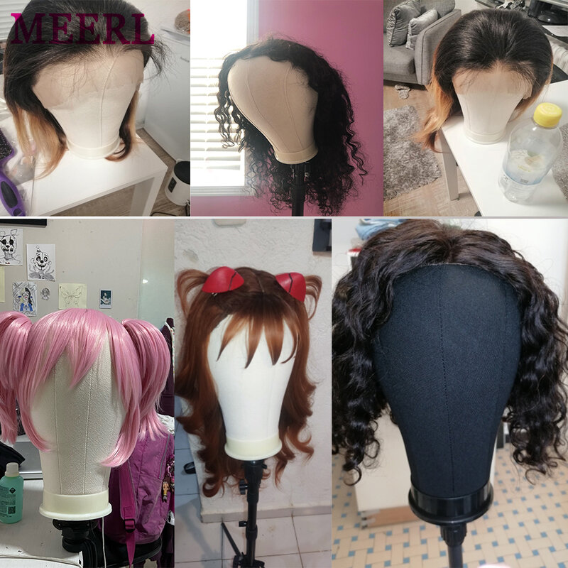 Training Mannequin Head Canvas Block Head Display Styling Mannequin Manikin Head Wig Tripod Stand Free Get T Pin Wig Install Kit