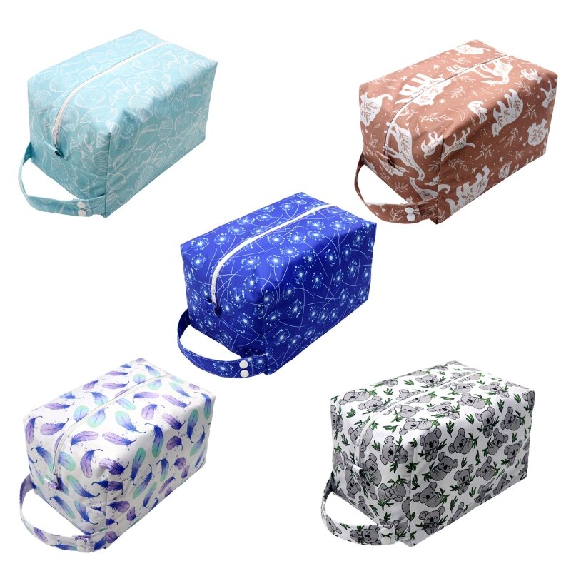 Bolsas secas y húmedas para pañales tela reutilizables, colgante con botones para cochecito, bolsa para pañales con