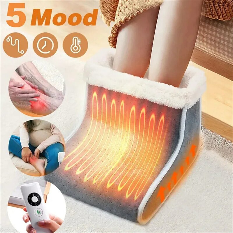 Electric Foot Heater 5 Modes Heating Control Setting Washable Heated Thermal Foot Warmer Massager Foot Care Pad Cushion