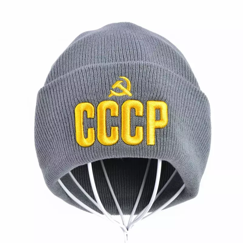 CCCP URSS-gorro de punto bordado para hombre y mujer, gorros casuales de algodón flexible, gorros de esquí cálidos de moda, Invierno