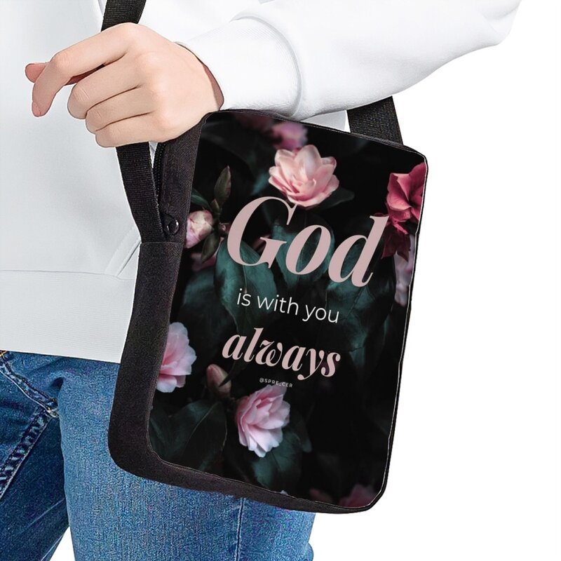 Jackherelook Christian Bible Verse Graphic Print Fashion Kids Messenger Bag Casual Trend School Bag borsa a tracolla da viaggio per bambini