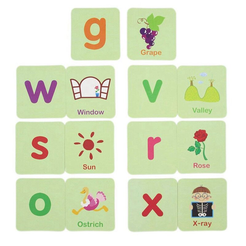 2 cartes flash anti-déchirure pour l'apprentissage de l'alphabet, puzzle, boîte de rangement mentale