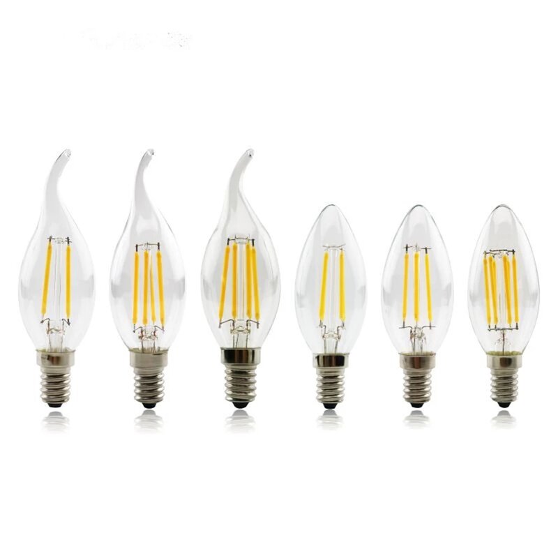 Đèn LED Dây Tóc Bóng Đèn E27 Retro Edison Đèn 220V E14 Vintage C35 Đèn Âm Trần G95 Quả Cầu Ampoule Chiếu Sáng COB trang Trí Nhà