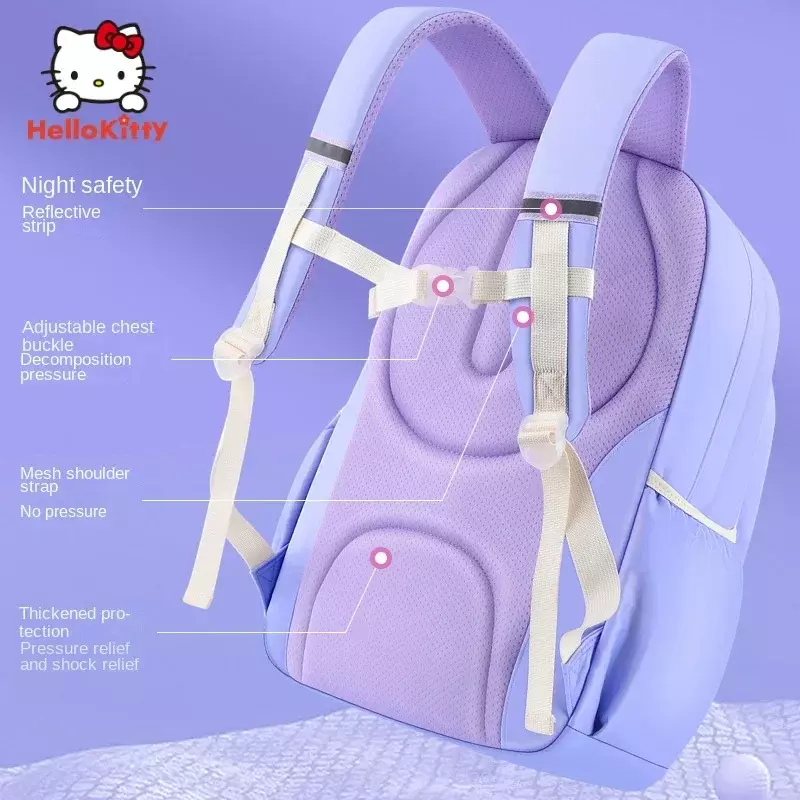 Школьный рюкзак Kuromi Sanrio для девочек начальной школы, класс 3-6, Коричный, детский портативный рюкзак для уменьшения нагрузки