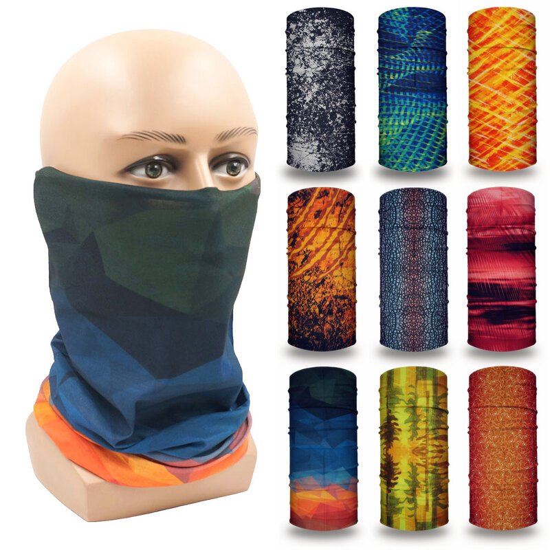 Bandana kepala cetakan warna-warni untuk wanita, syal tabung tanpa kelim untuk bersepeda, mendaki, lari, olahraga, pelindung wajah