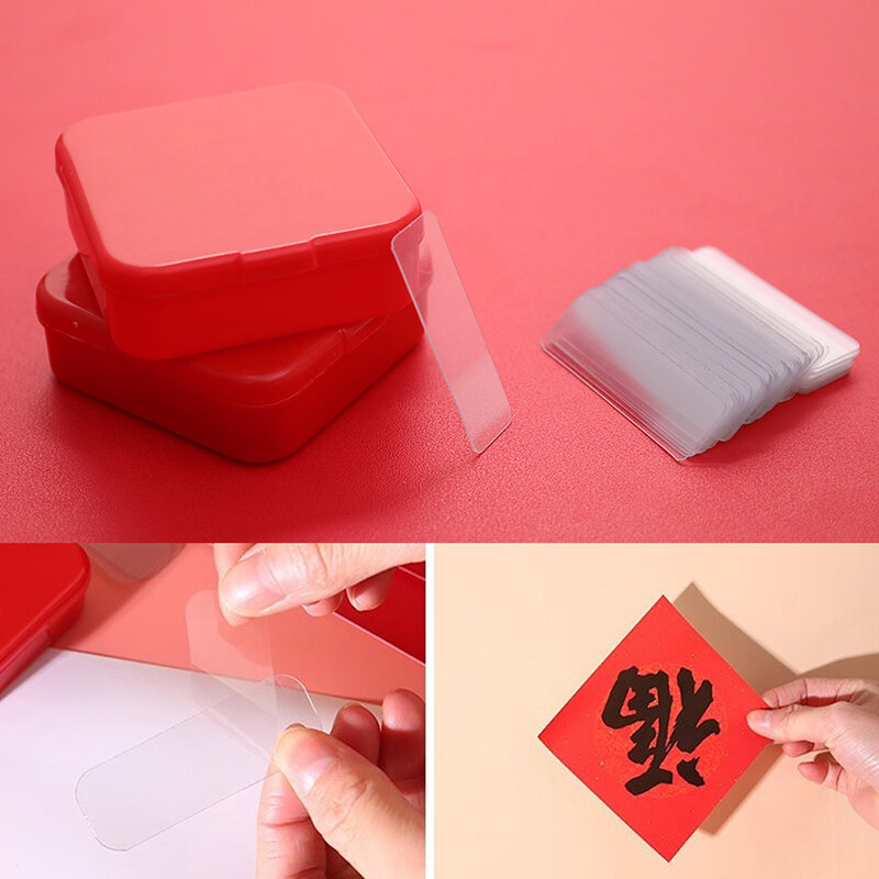 Reusable Double-sided Adhesive Tape Square Ultra-strong Waterproof Transparent Non-marking Stickers Tape 60Pcs/Box