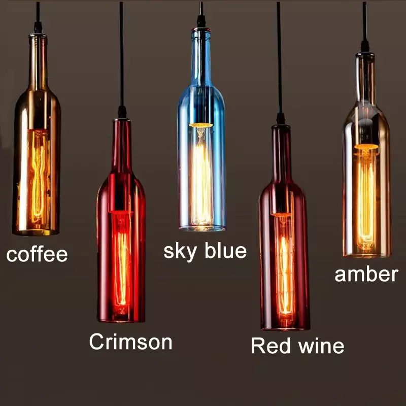Stylu industrialnym Retro żyrandol osobowość kreatywna stolik barowy wino lampa w kształcie butelki restauracja kawiarnia dekoracja sklepu odzieżowe