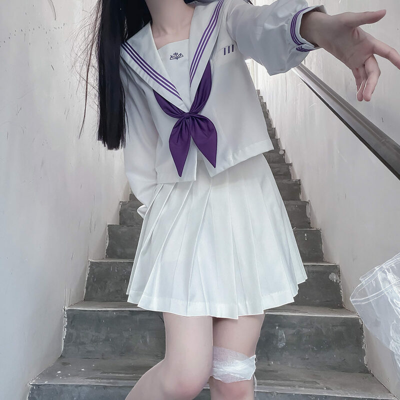 귀여운 일본 스타일 JK 유니폼, 일본 학생 JK 세일러 세트, 긴팔 중간 세트 코스프레 친화적 코스튬