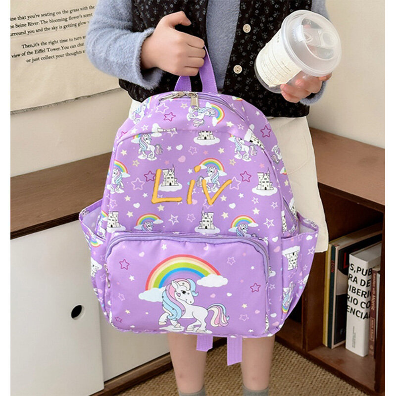 Personalized Name Student Backpack Cartoon Printed Children's Backpack Trend Cute Baby Kindergarten Backpack