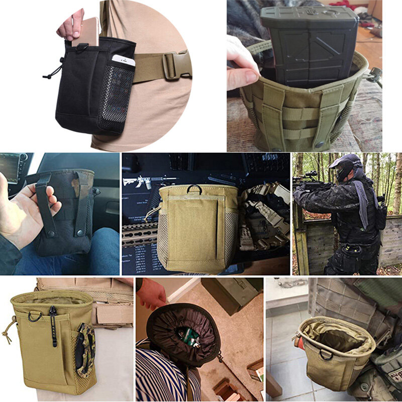 Bolsa de reciclaje portátil de nailon 600D, mochila Molle para exteriores, bolsa colgante EDC, equipo de cintura, deportes, caza, bolsa táctica